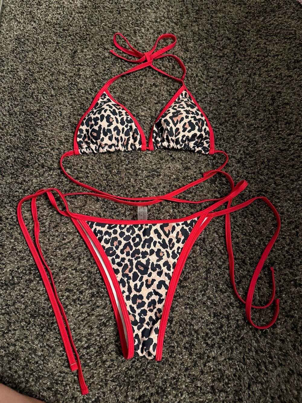 Leopard Print Two-Piece Bikini Set Set